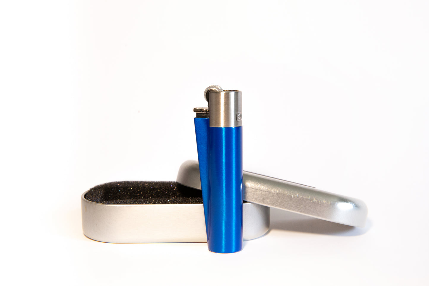 Clipper Metall mit Gravur | Blue & Silver