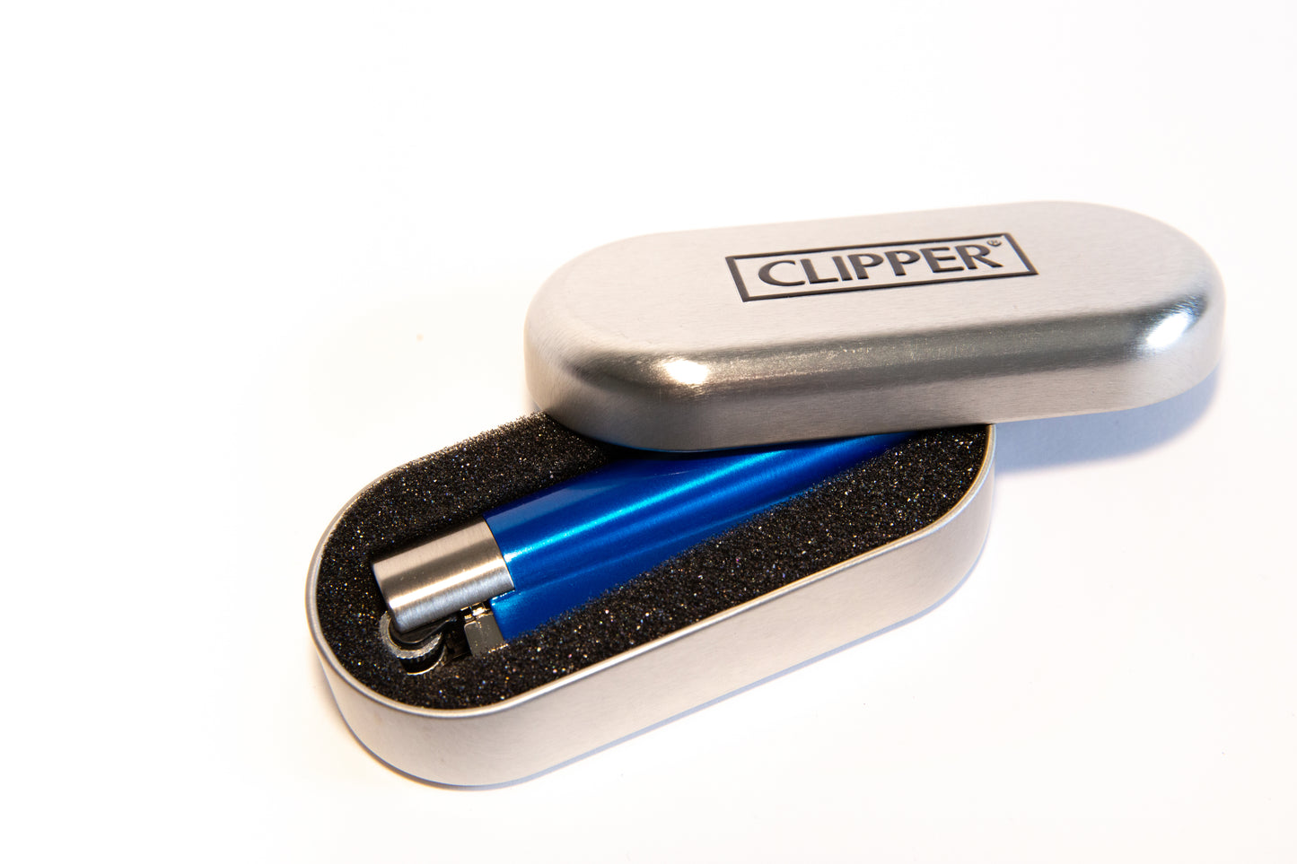 Clipper Metall mit Gravur | Blue & Silver