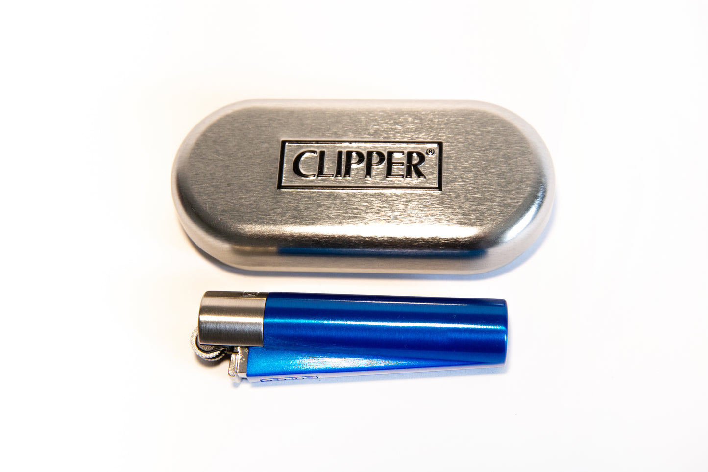 Clipper Metall mit Gravur | Blue & Silver