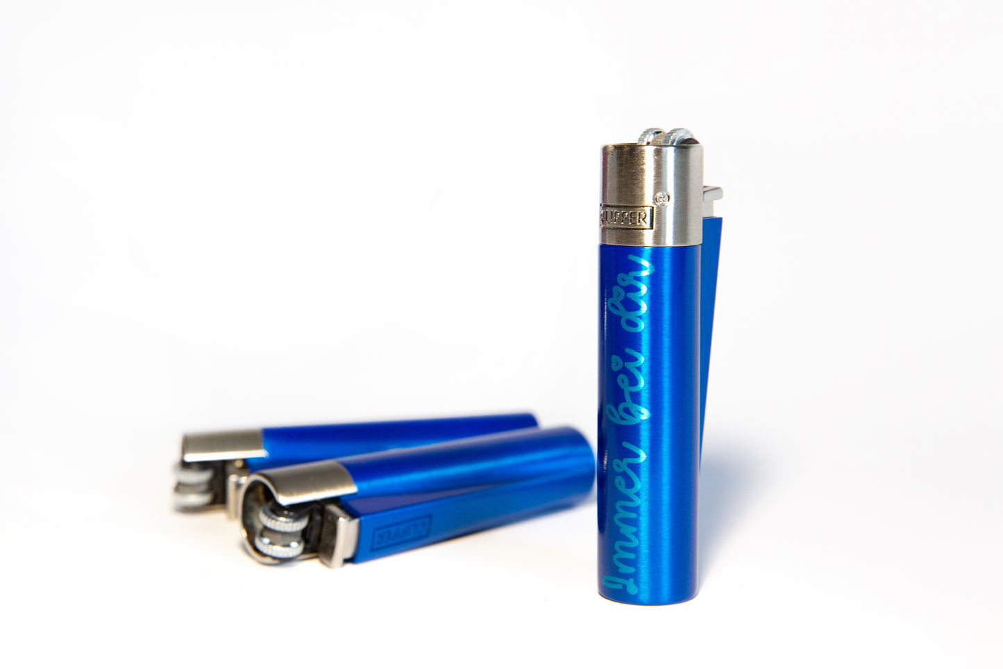 Clipper Metall mit Gravur | Blue & Silver