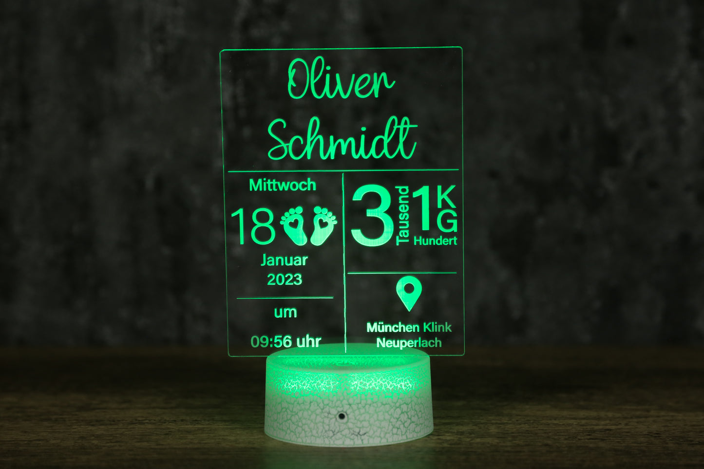 Baby Daten - Personalisierbare Nachtlampe