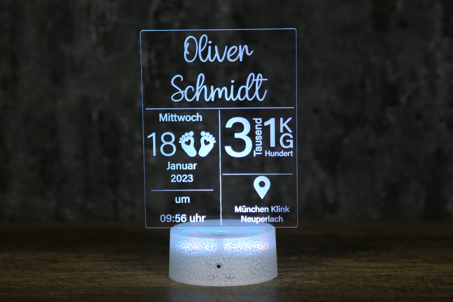 Baby Daten - Personalisierbare Nachtlampe