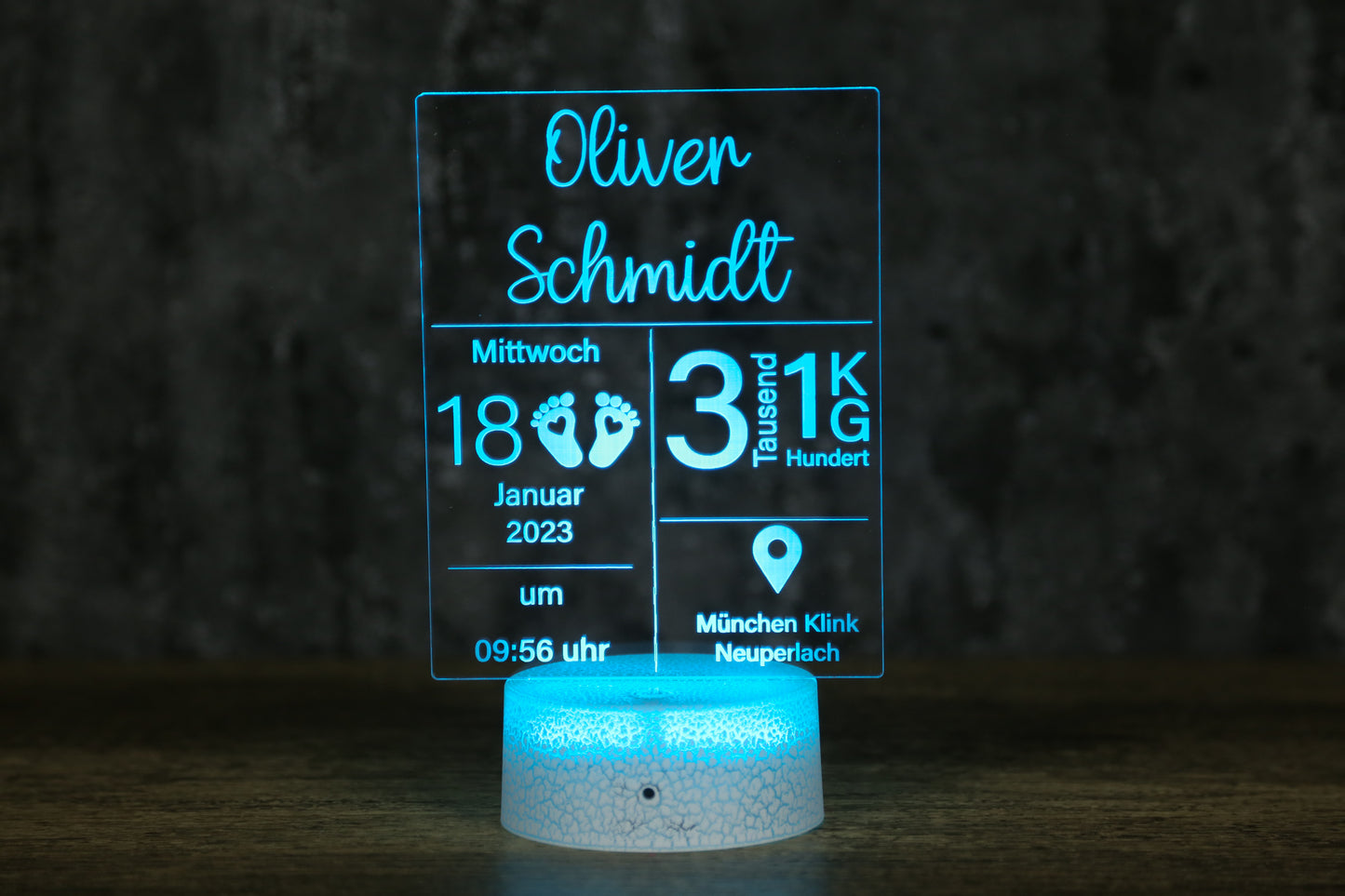 Baby Daten - Personalisierbare Nachtlampe